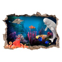 Vinilos disney finding dory agujero pared 3d